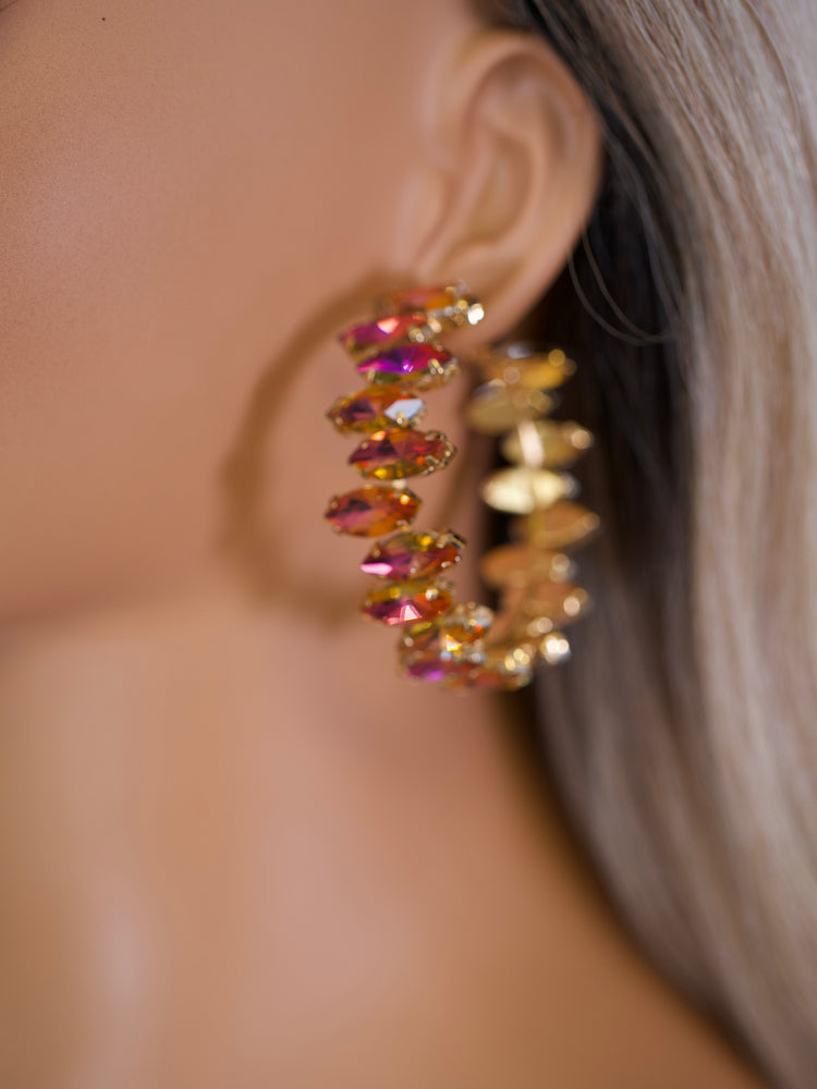 Amber Flame Hoops Earrings JW236