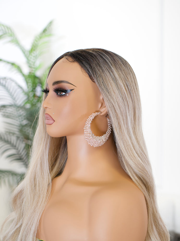 Crystal Swirl Hoop Earrings JW237