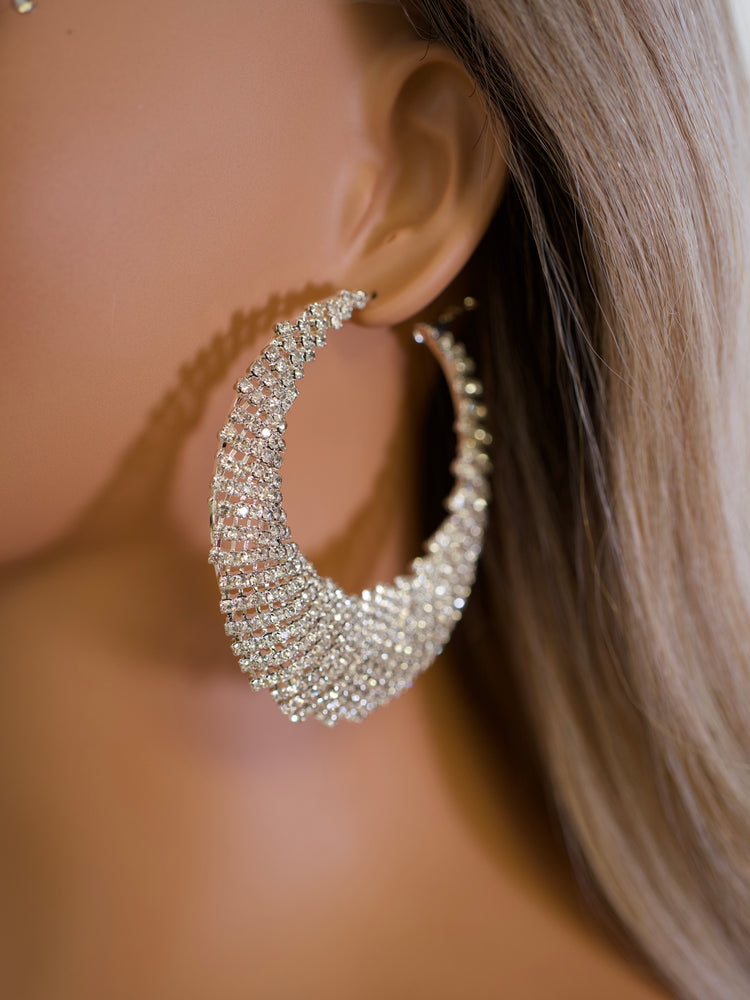 Silver Spark Crescent Hoops JW233