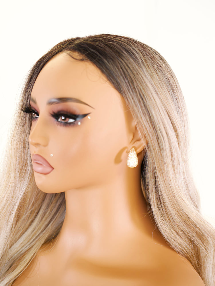 Golden TearDrop Sparkle Earrings JW431