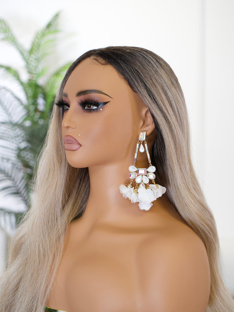 Ivory Blossom Chandelier Earrings JW185