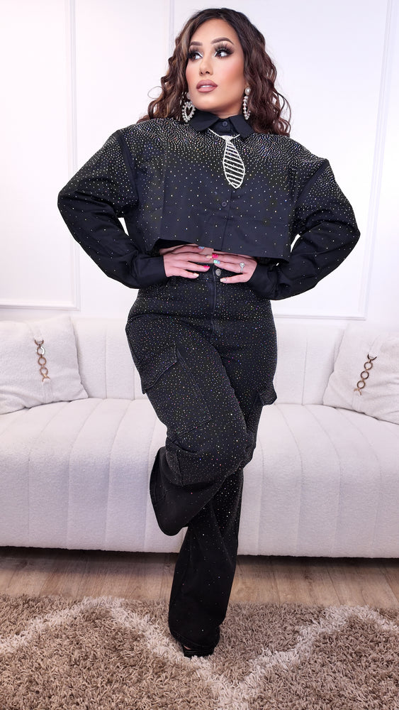 She's Busy Crystal Shirt w/ Necklace CL687