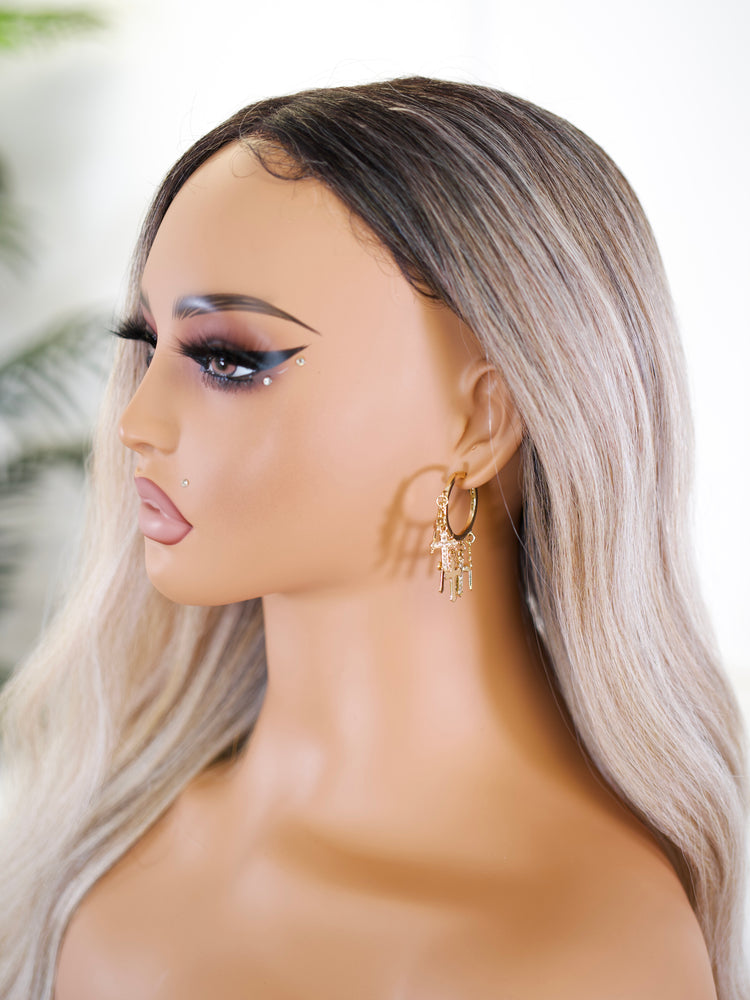 Golden Cross Charm Earrings JW306