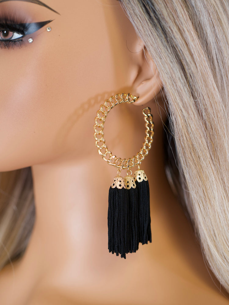 Golden Tassel Chic Hoops JW252