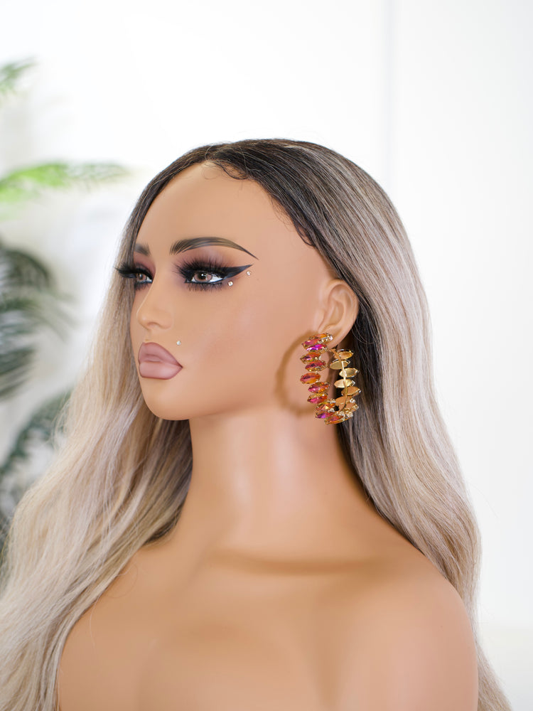 Amber Flame Hoops Earrings JW236