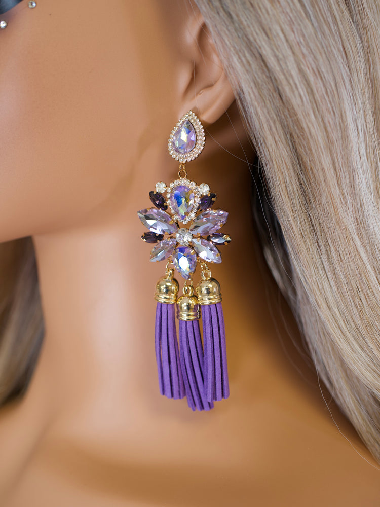 Lilac Tassel Royale Earrings JW299