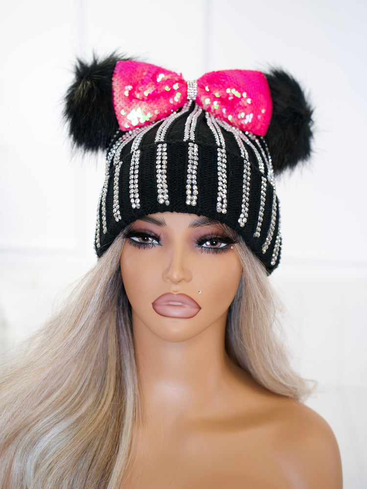 Hottest Pink Bow Beanie BB696