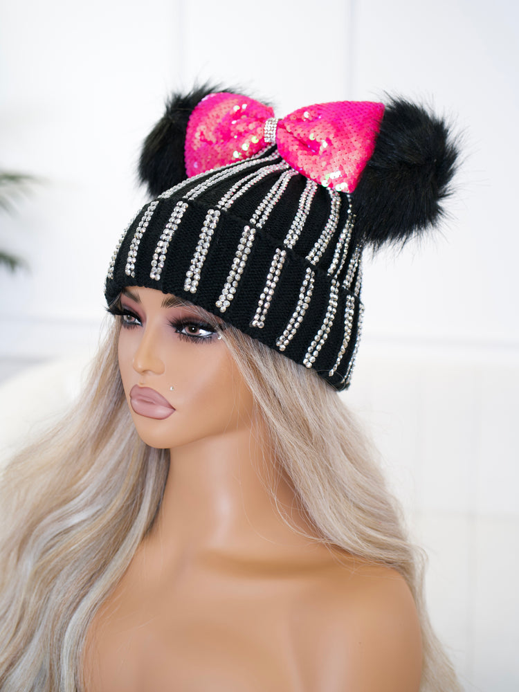 Hottest Pink Bow Beanie BB696