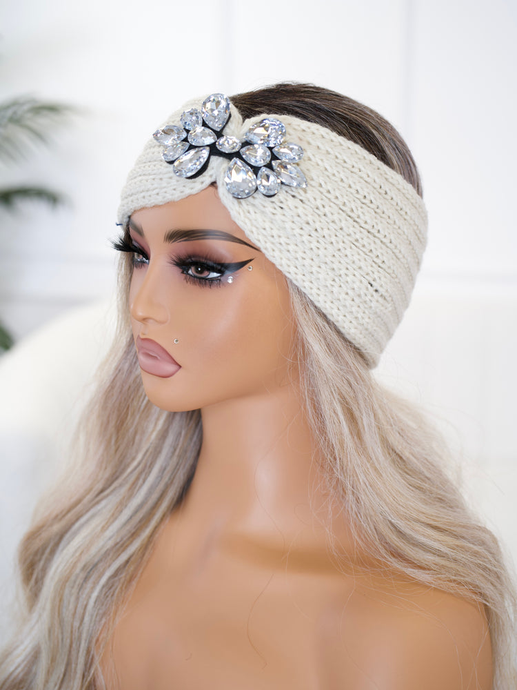 Off White Crystal Headband BB710