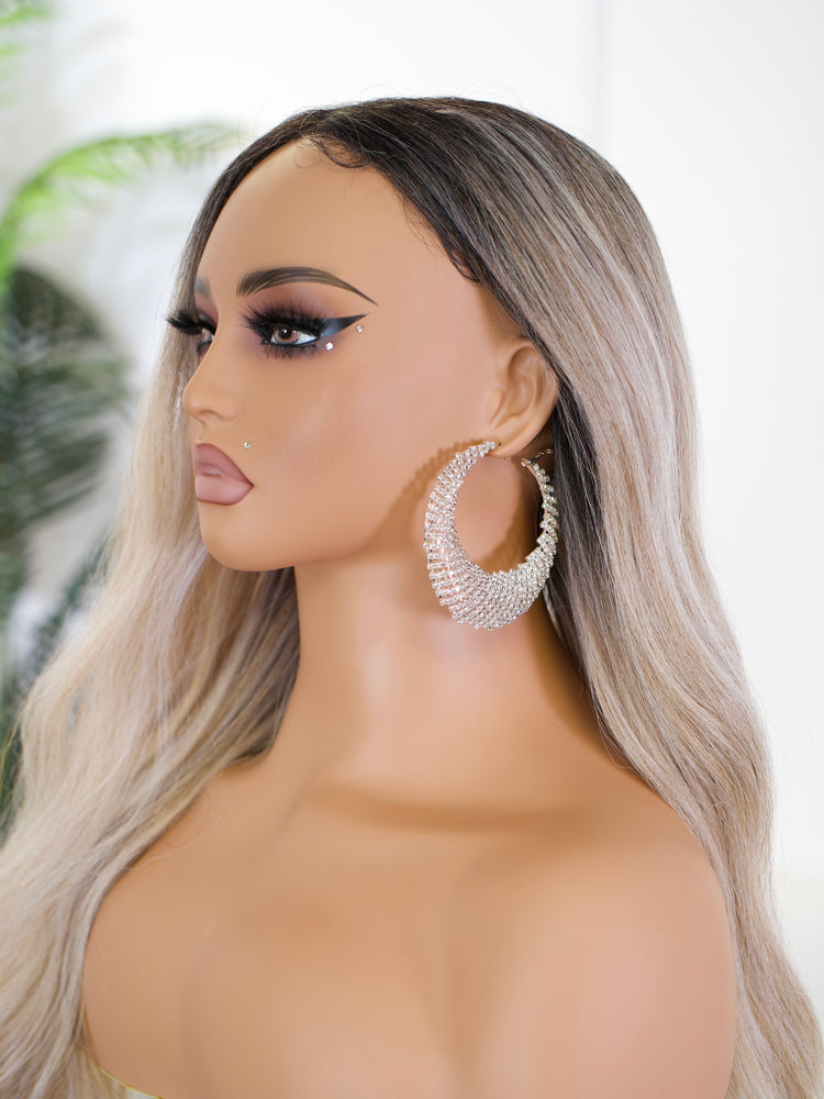 Silver Spark Crescent Hoops JW233