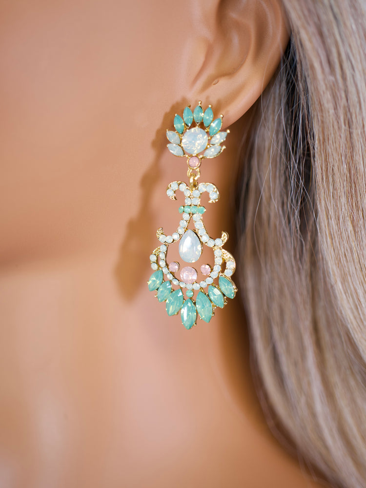Turquoise Elegance Chandelier Earrings JW335