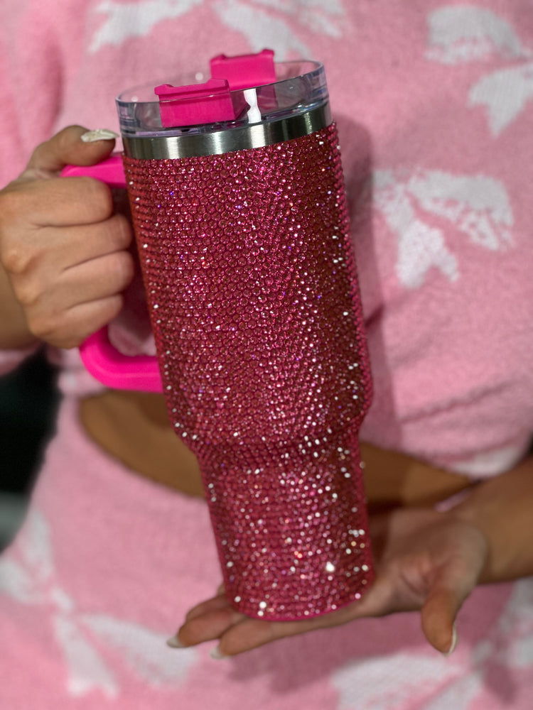 40oz Pink Rhinestone Cup
