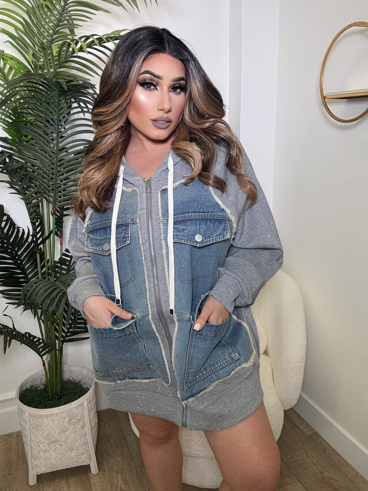 Legendary Gray Oversized Crystal Jacket CL951