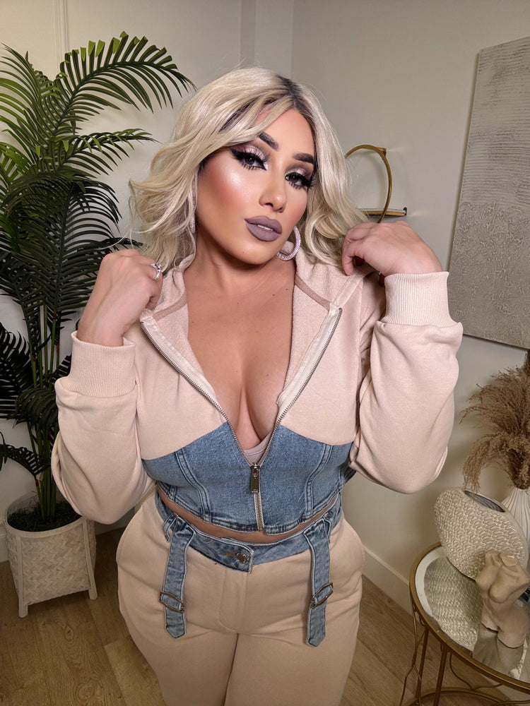 Denim Beige Casual Set CL949