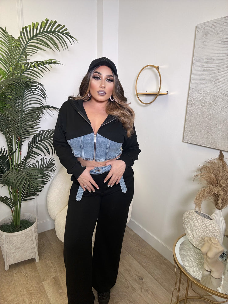 Denim Black Casual Set CL948