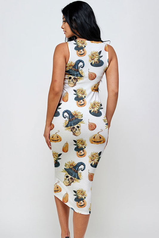 Halloween Print Midi Dress
