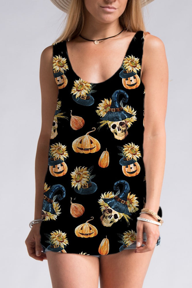 Halloween Print Tank Top Black