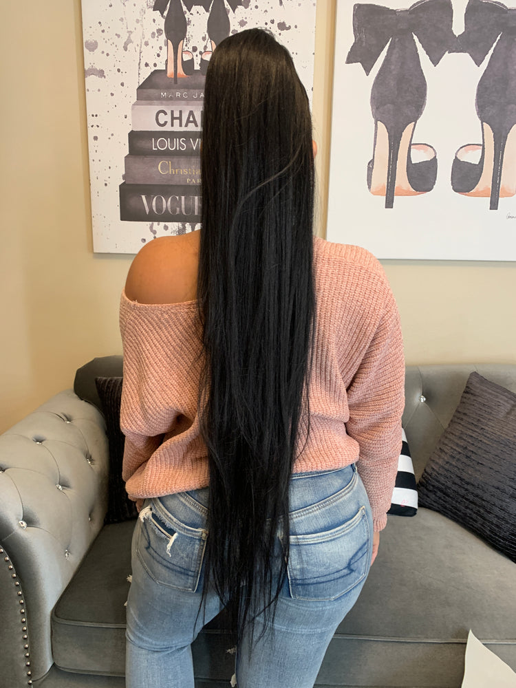 Ponytail Straight Super Long Soft Black/Dark Brown PT10