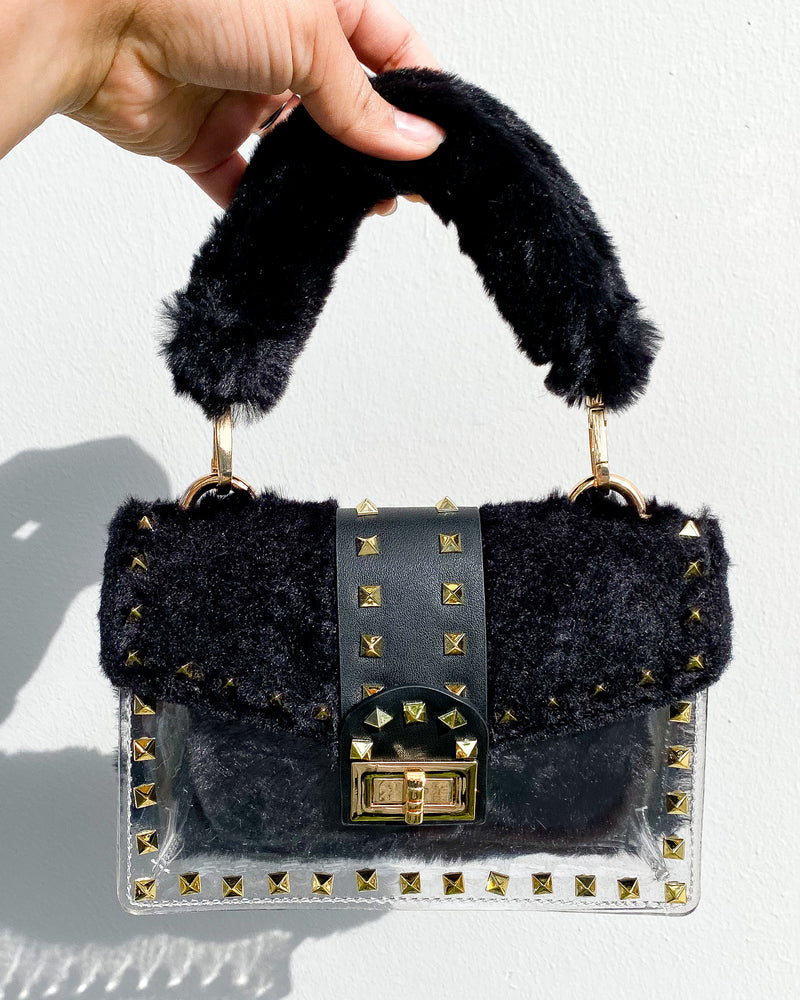Faux Fur Handbag (Black) PS04